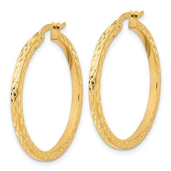 14K Diamond-cut Hoop Earrings