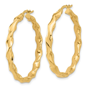 14K Polished Twisted Hoop Earrings