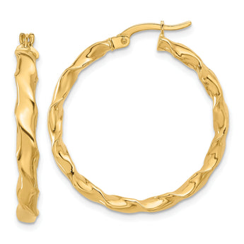 14K Polished Twisted Hoop Earrings