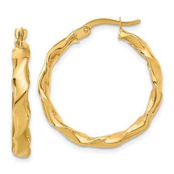 14K Polished Twisted Hoop Earrings