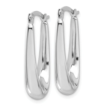 14K White Gold Polished Hoop Earrings