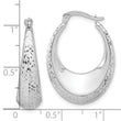 14K White Gold Diamond-Cut Oval Hoop Earrings