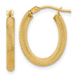 14K Polished and Textured Oval Hoop Earrings
