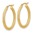 14K Polished and Textured Round Hoop Earrings