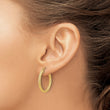 14K Polished and Textured Round Hoop Earrings