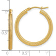 14K Polished and Textured Round Hoop Earrings