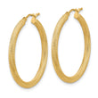 14K Polished and Textured Round Hoop Earrings
