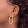 14K Polished and Textured Round Hoop Earrings