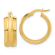 14K Polished and Brushed Hoop Earrings