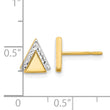 14K with Rhodium Polished and Diamond-cut Triangle Post Earrings