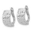 14K White Gold Polished and Diamond-cut Omega Back Earrings