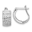 14K White Gold Polished and Diamond-cut Omega Back Earrings