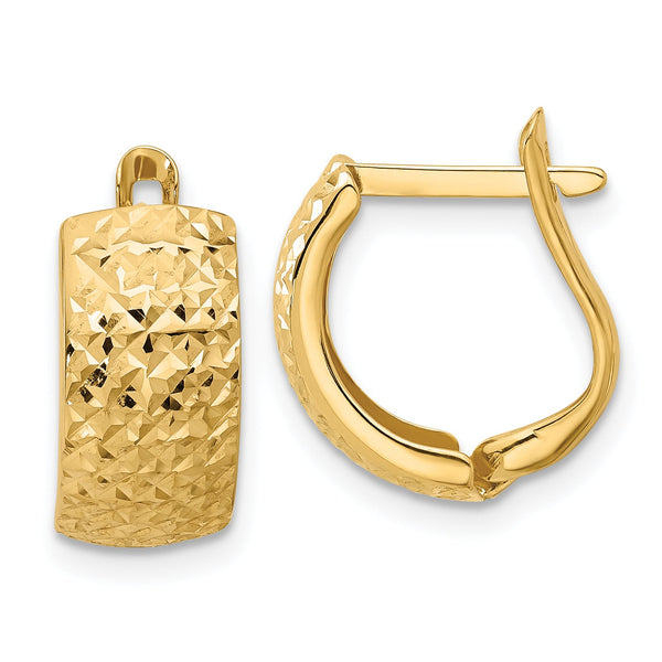 14K Polished and Diamond-cut Omega Back Earrings