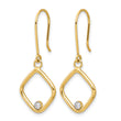 14K with Rhodium Polished CZ Square Dangle Earrings - Birthstone Company