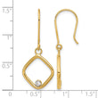 14K with Rhodium Polished CZ Square Dangle Earrings - Birthstone Company