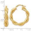 14K Polished and Textured Twisted Round Hoops