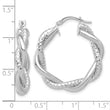 14K White Gold Polished and Textured Twisted Round Hoops