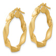 14K Polished and Brushed Twisted Hoop Earrings