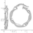 14K White Gold Polished and Brushed Twisted Hoop Earrings