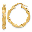 14K Polished and Brushed Twisted Hoop Earrings