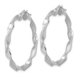 14K White Gold Polished and Brushed Twisted Hoop Earrings