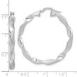14K White Gold Polished and Brushed Twisted Hoop Earrings
