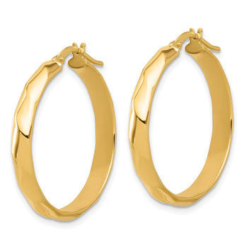 14K Polished Twisted Round Hoop Earrings