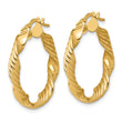 14K Polished and Textured Round Hoops