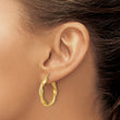 14K Polished and Textured Round Hoops