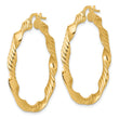 14K Polished and Textured Round Hoops