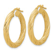 14K Polished and Textured Round Hoops