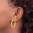 14K Polished and Textured Round Hoops