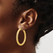14K Polished and Textured Round Hoops