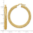 14K Polished and Textured Round Hoops