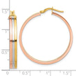 14K Tri-color Polished Three-row Left Right Hoop Earrings