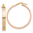 14K Tri-color Polished Three-row Left Right Hoop Earrings