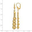 14K Polished Textured and Dia-cut Beaded Leverback Earrings - Birthstone Company