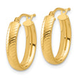 14K Polished and Textured Oval Hoop Earrings