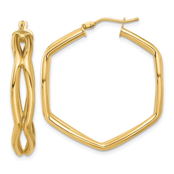 14K Polished Geometric Hoop Earrings
