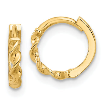 14K Polished Twisted Huggie Hoop Earrings