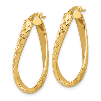14K Polished and Diamond-cut Twist Hoop Earrings