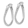 14K White Gold Polished and Diamond-cut Twist Hoop Earrings