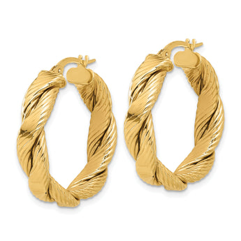 14K Polished and Textured Braided Hoop Earrings