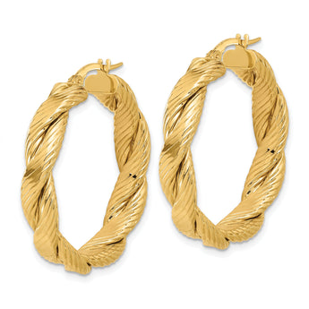 14K Polished and Textured Braided Hoop Earrings