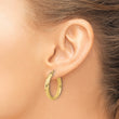 14K Polished and Diamond-cut Round Hoop Earrings