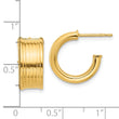 14K Polished and Grooved J-Hoop Post Earrings