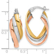 14K Tri-color Polished Twist Hoop Earrings