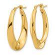 14K Polished Hollow Oval Twist Hoop Earrings