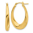14K Polished Hollow Oval Twist Hoop Earrings