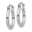 14k White Gold Polished 2x15mm Polished Hoop Earrings